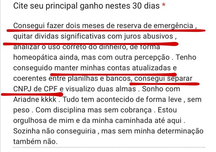 Depoimento de aluna